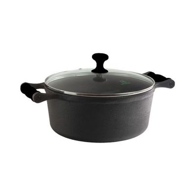Caçarola Ferro Alça Silicone Preto Tampa Vidro 8,0 lts 30cm