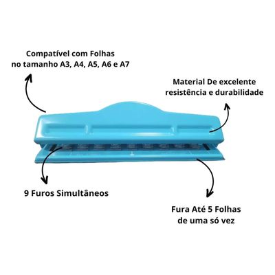 Perfurador Furador Cogumelo Caderno de Disco Planner 9 Furos
