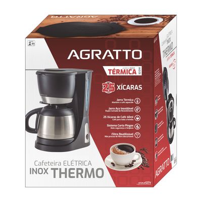 Cafeteira Elétrica Inox Agratto 25xícaras 220v Jarra Térmica