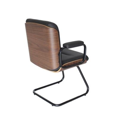 Cadeira Eames Diretor Fixa Linha Capa Em Madeira Preto
