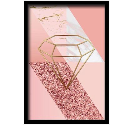 Conjunto Quadros Decorativos 3 peças MDF 20x30 Formas Rosa
