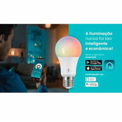 Lâmpada de LED Smart Tramontina Base E27 10 W Bivolt com 16 Milhões de Cores RGBW Wi-Fi + Bluetooth Branco
