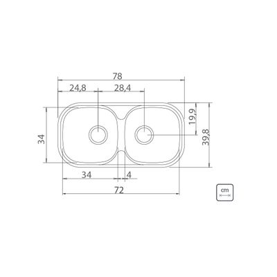 Cuba Tramontina Isis 2C 34 BS em aço inox acetinado 78 x 40 cm Prime com Válvulas 94032107