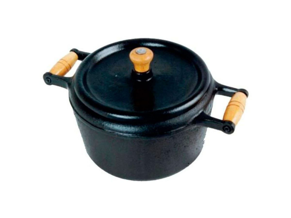Panela de Ferro Modelo Pressão 2 Alças de Madeira - 9 Lt