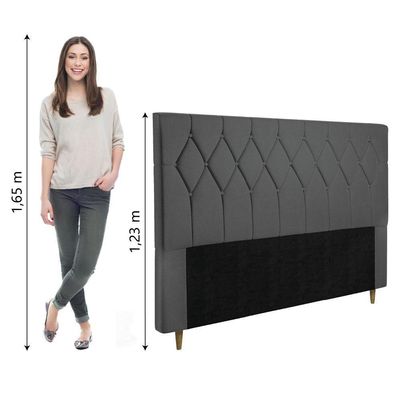 Cabeceira Estofada Para Cama Box Casal Queen Miami De 1,60m Suede Dobuê Cinza