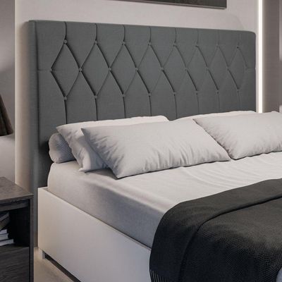 Cabeceira Estofada Para Cama Box Casal Queen Miami De 1,60m Suede Dobuê Cinza
