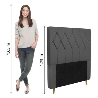 Cabeceira Estofada Para Cama Box Solteiro Miami De 0,88m Suede Dobuê Grafite