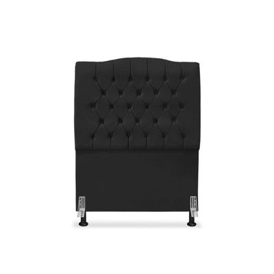 Cabeceira De Cama Box Solteiro 90 Cm Dunas - Veludo Preto.