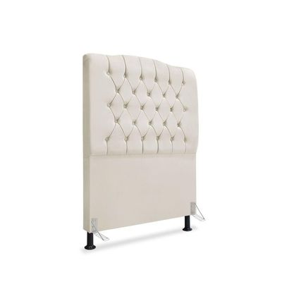Cabeceira De Cama Box Solteiro 90 Cm Dunas - Veludo Bege Claro.