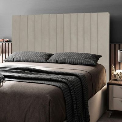 Cabeceira Cama Box Casal King Size Nala 195cm Veludo Bege