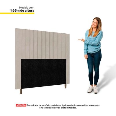 Cabeceira Cama Box Casal King Size Nala 195cm Veludo Bege