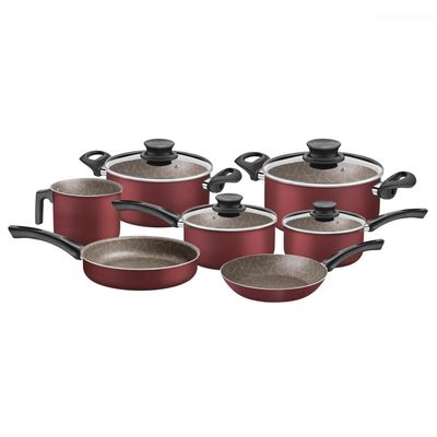 Jogo de Panelas Tramontina Paris Texture em Aluminio com Revestimento Interno e Externo Antiaderente Starflon Max Vermel
