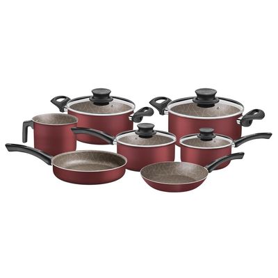 Jogo de Panelas Tramontina Paris Texture em Aluminio com Revestimento Interno e Externo Antiaderente Starflon Max Vermel