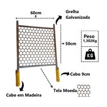 Grelha Galvanizada Tela Moeda Para Churrasqueira 60x50cm