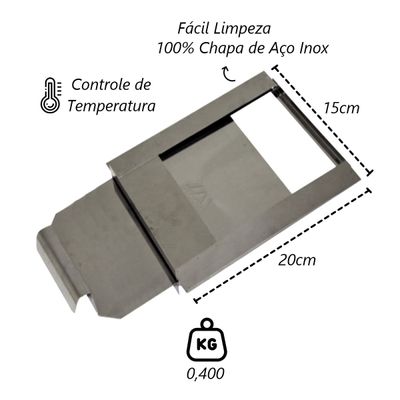 Registro Regulador Chamine Chapa Aço Inox Popular 15x20cm