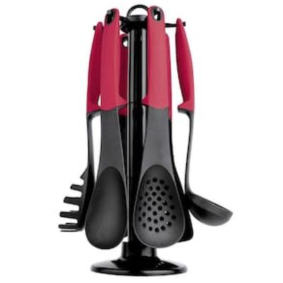Conjunto de Utensílios para Cozinha Euro Home em Nylon Vermelho  7 Peças