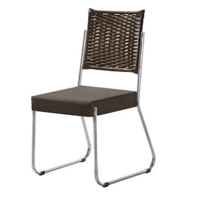 Cadeira de Jantar Aço Nobre Claudia com Assento Estofado e Revestimento Suede Marrom Chocolate