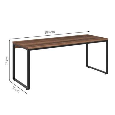 Conjunto de Mesa Kuadra Nogal e Preta com Cadeira de Escritório Secretária Giratória Marilyn Branca