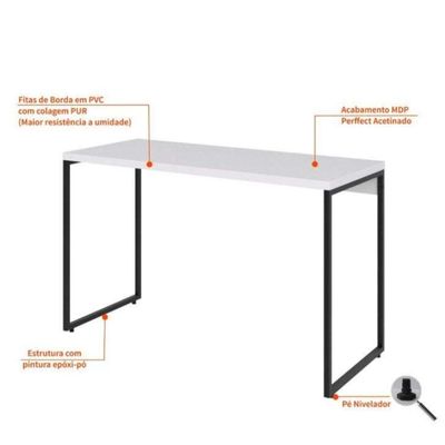 Conjunto de Mesa Studio 120 cm com Cadeira de Escritório Secretária Giratória Marilyn Branca