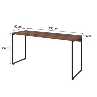 Conjunto de Mesa Studio Nogal 150 cm com Cadeira de Escritório Secretária Giratória Marilyn Branca