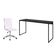 Conjunto de Mesa Studio Preta 150 cm com Cadeira de Escritório Secretária Giratória Marilyn Branca