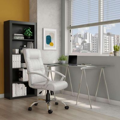 Cadeira de Escritório Presidente Giratória Building Plus Branca