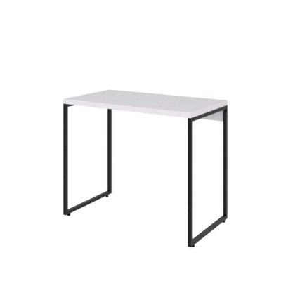 Conjunto de Mesa Studio Branca e Preta com Cadeira de Escritório Diretor Giratória Lauren Preta