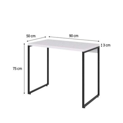 Conjunto de Mesa Studio Branca e Preta com Cadeira de Escritório Diretor Giratória Lauren Preta
