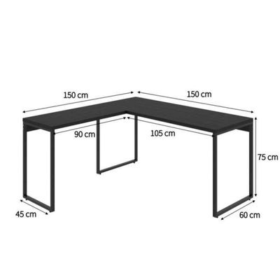 Conjunto de Mesa Kuadra II 150 cm com Cadeira de Escritório Diretor Giratória Cleaner Preta