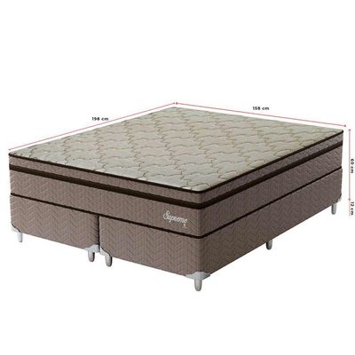 Cama Box com Colchão Queen Supreme Mola Ensacada (72x158x198) Dourado