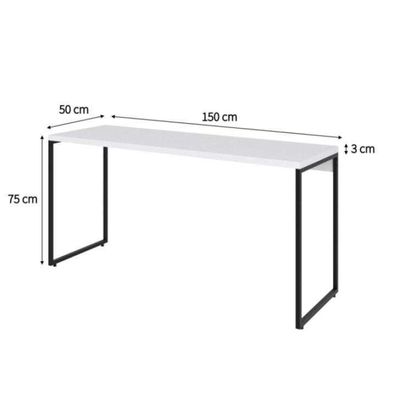 Conjunto de Mesa Studio Branca 150 cm com Cadeira de Escritório Secretária Giratória Javix Preta