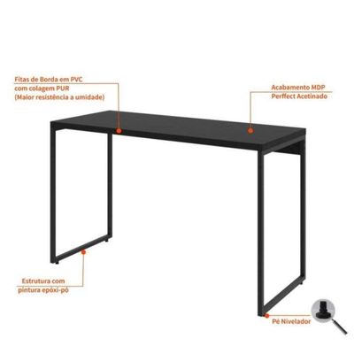 Conjunto de Mesa Studio 120 cm com Cadeira de Escritório Diretor Giratória Oslo Preta