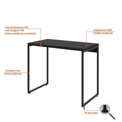 Conjunto de Mesa Studio com Cadeira de Escritório Secretária Giratória Oxford Preta