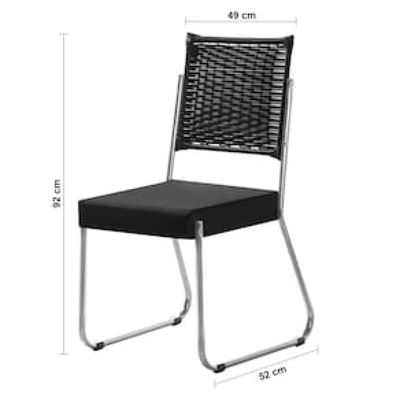 Cadeira de Jantar Aço Nobre Claudia com Assento Estofado e Revestimento Suede Preto