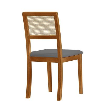 Kit 6 Cadeiras De Jantar Estofada Veludo Rubi Madeira Maciça cinza