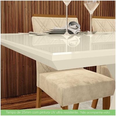 Conjunto Sala De Jantar Mesa 160cm Vidro 6 Cadeiras