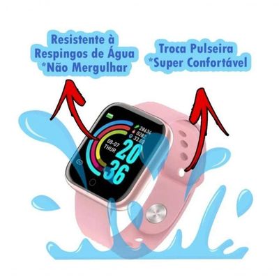 Relogio Inteligente Smartwatch D20 Rose + Nota Fiscal
