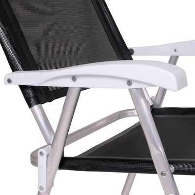 Cadeira De Praia Alumínio Master Plus Até 120kg Cores Mor Cor:preto Preto