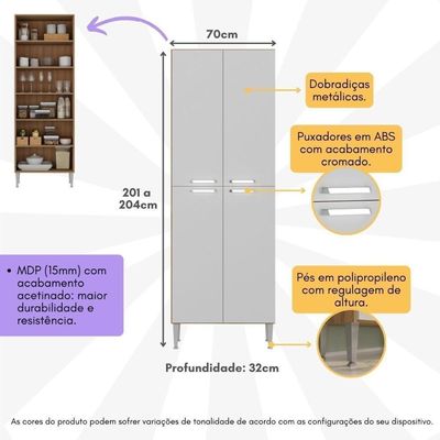Paneleiro Com 4 Portas Paris Multimóveis Mp2185 Rustic-branco Rustic-branco