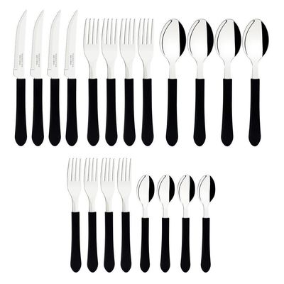 Faqueiro Talheres Leme Inox 40 Peças Tramontina Preto