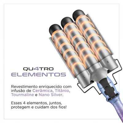Modelador de Cachos Triondas By Juliette Mondial Azul/Rosa Bivolt - MCT-JU-03 BIV
