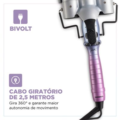 Modelador de Cachos Triondas By Juliette Mondial Azul/Rosa Bivolt - MCT-JU-03 BIV