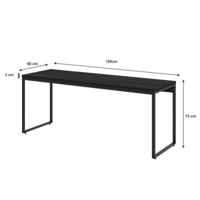 Conjunto de Mesa Studio 180 cm com Cadeira de Escritório Secretária Giratória Light Preta