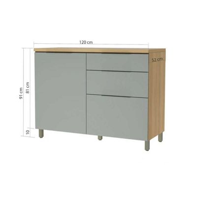 Módulo Cozinha Nesher Marquesa Balcão P-pia 1 Porta E 3 Gaveta C- Tampo 120cm Branca-nature - Nesher