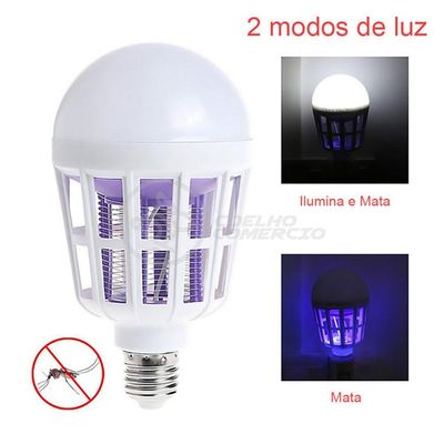 Lâmpada Luz Led Branco 15W Atrai Choque Mosquito Insetos