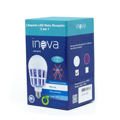 Lâmpada Led 2 Em 1 Inova Bulbo Mata Mosquito Embutido Roxo