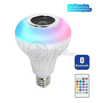 Lâmpada Led 12W E27 Rgb Colorida Com Caixa De Som