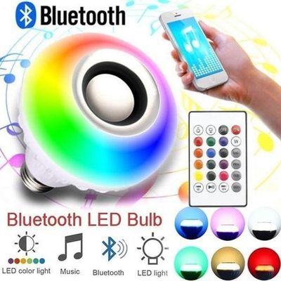 Lâmpada Led Musical Rgb Bluetooth Controle Remoto 8 Cores