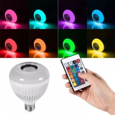 Lâmpada Led Musical Rgb Bluetooth Controle Remoto 8 Cores