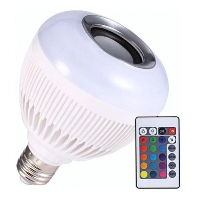 Lâmpada Led Musical Rgb Bluetooth Controle Remoto 8 Cores